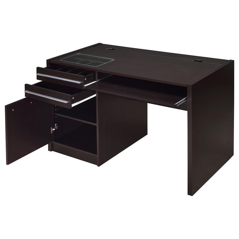 Stonecroft Furniture Computer Desk with Charging Station in Cappuccino