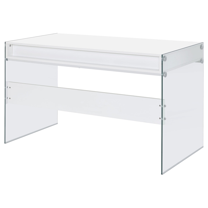 Stonecroft Furniture Modern 2 Drawer Writing Desk in Glossy White