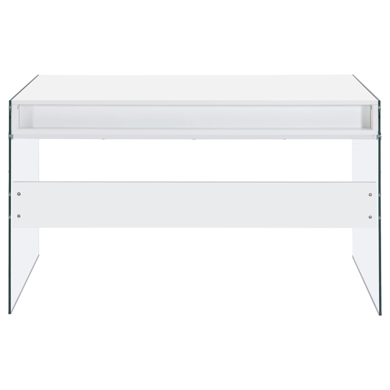 Stonecroft Furniture Modern 2 Drawer Writing Desk in Glossy White