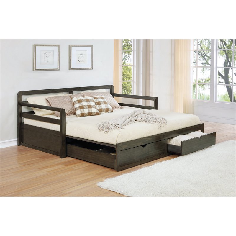 Stonecroft Furniture 2 Drawer Twin XL Daybed with Extension Trundle in Grey
