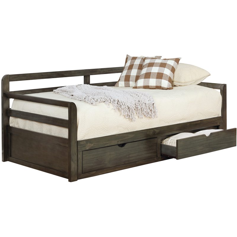 Stonecroft Furniture 2 Drawer Twin XL Daybed with Extension Trundle in Grey