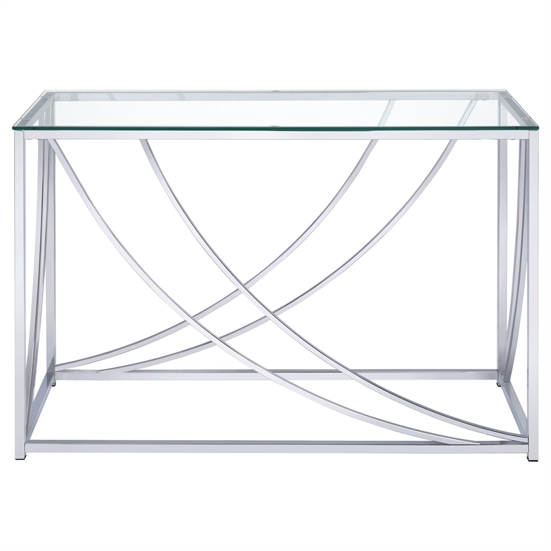 Stonecroft Furniture Contemporary Glass Top Console Table in Chrome