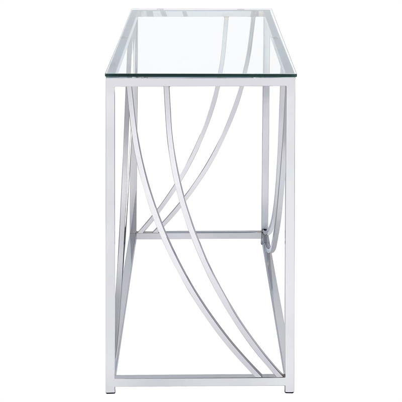 Stonecroft Furniture Contemporary Glass Top Console Table in Chrome