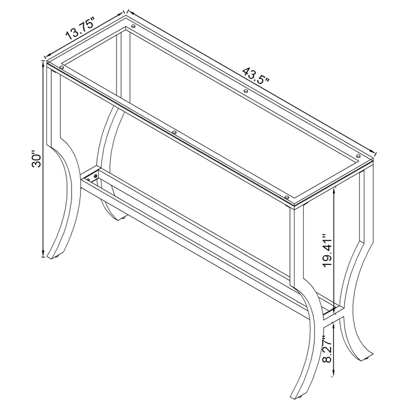 Stonecroft Furniture Tempered Glass Chrome Console Table Rectangular Unassembled