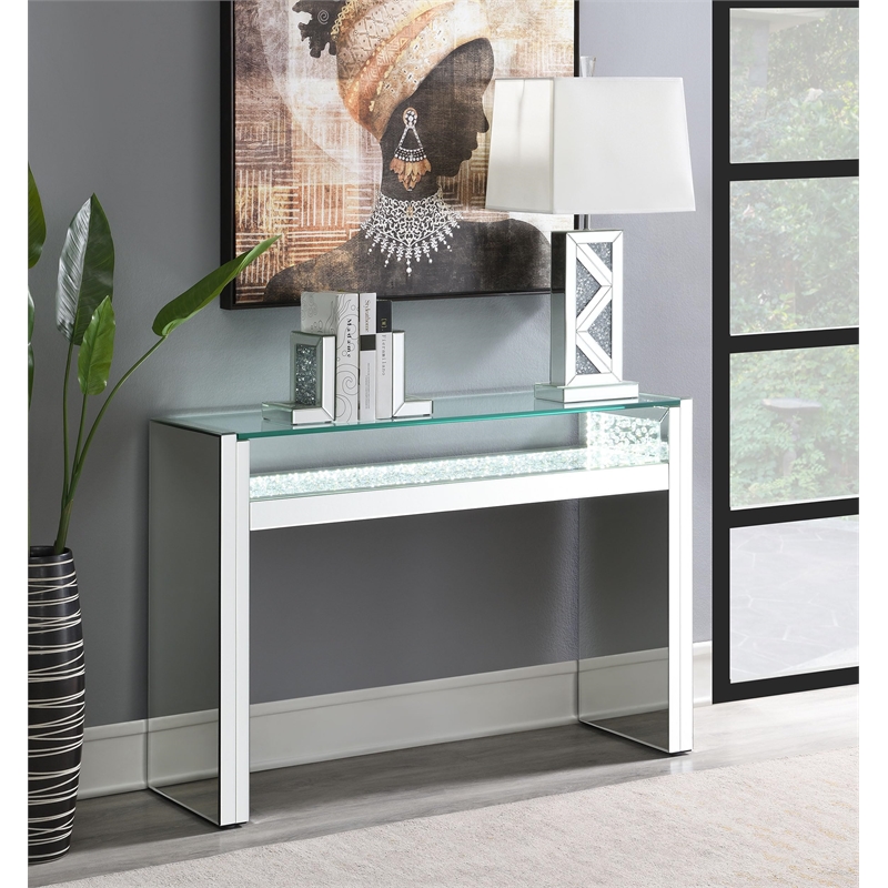 Stonecroft Furniture Contemporary 1 Shelf Console Table in Silver