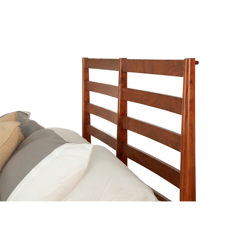 Alpine Furniture Flynn Full Wood Bed-Slat Back Headboard in Acorn (Brown)