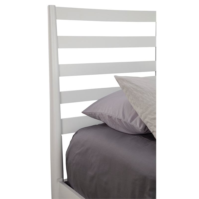 Alpine Furniture Flynn Full Wood Bed with Slat Back Headboard in White