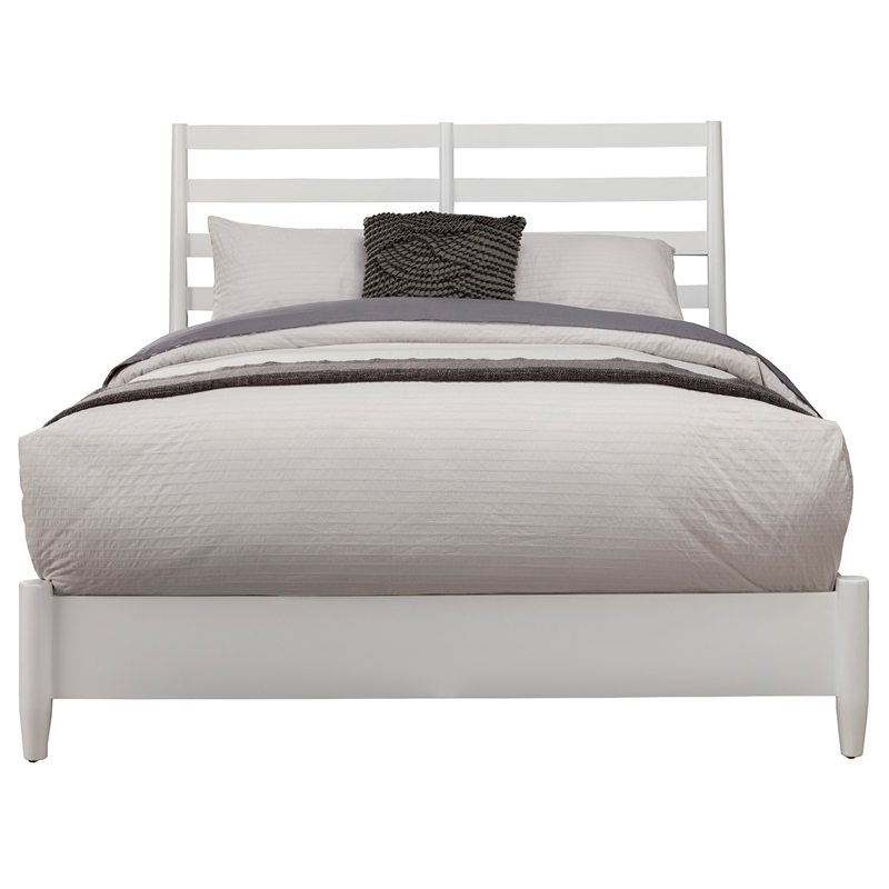 Alpine Furniture Flynn Full Wood Bed with Slat Back Headboard in White