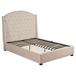Alpine Furniture Amanda Queen Tufted Upholstered Bed in Haskett-Jute (Beige)