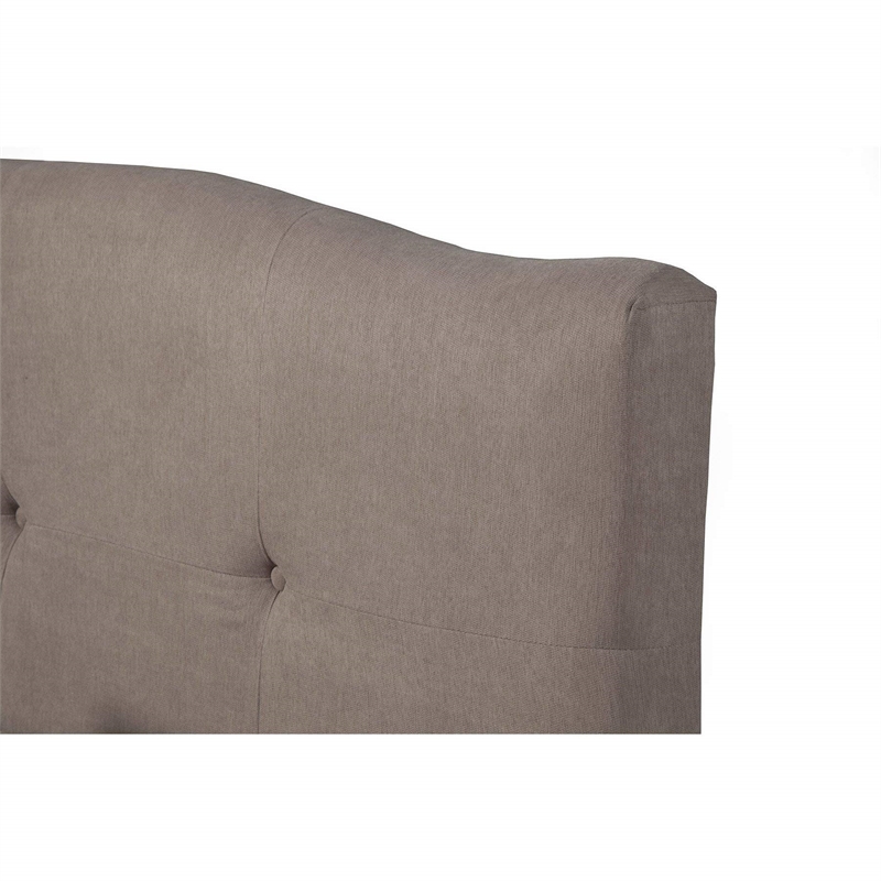 Alpine Furniture Amanda Full Tufted Upholstered Bed in Haskett-Jute (Beige)