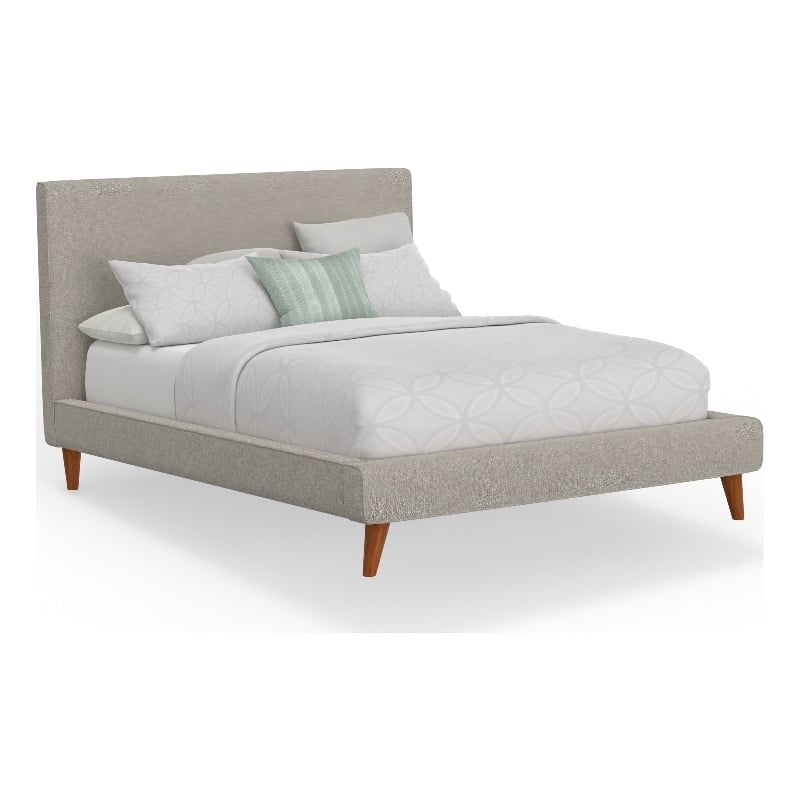 Alpine Furniture Britney Queen Upholstered Platform Bed in Light Gray