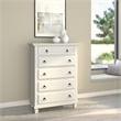 Alpine Furniture Winchester 5 Drawer Bedroom Wood Chest in White