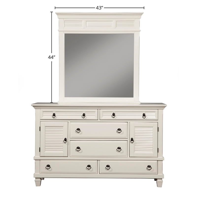 Alpine Furniture Winchester Wood Mirror in White