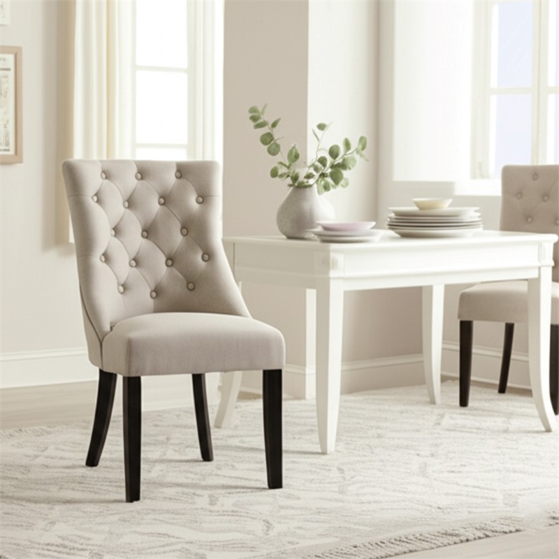 Alpine Furniture Prairie Set of 2 Upholstered Dining Side Chairs in Black