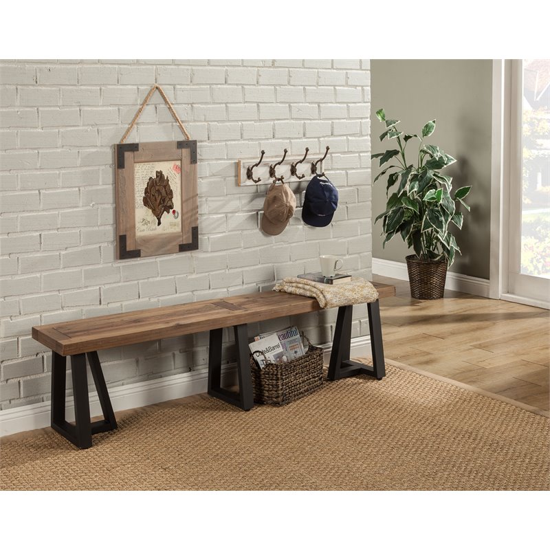 Alpine Furniture Prairie Wood Dining Bench in Natural-Black