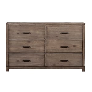 Alpine Furniture Sydney 6 Drawer Wood Dresser in Weathered Gray
