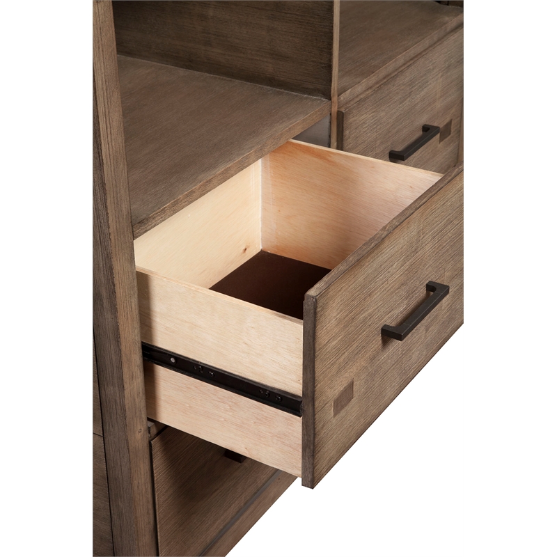 Alpine Furniture Sydney 4 Drawer Wood Bedroom Media Chest in Weathered Gray