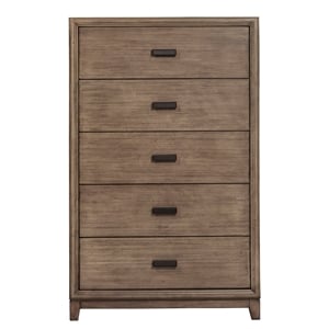 Alpine Furniture Camilla 5 Drawer Wood Chest in Antique Gray