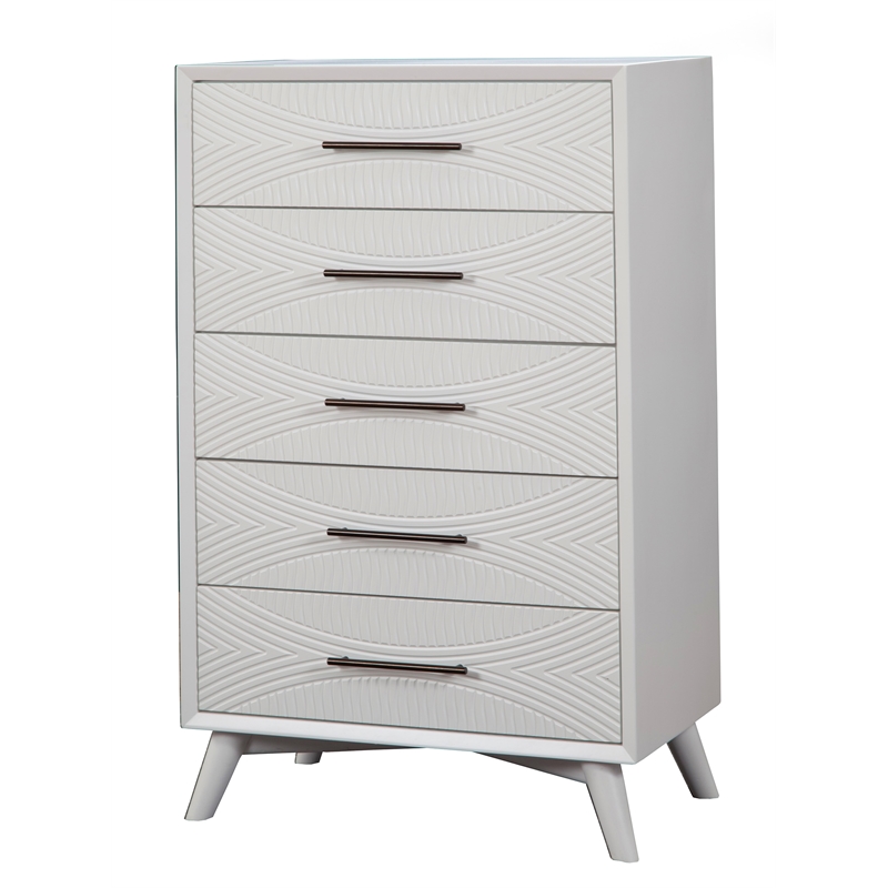 Alpine Furniture Tranquility 5 Drawer Wood Chest in White