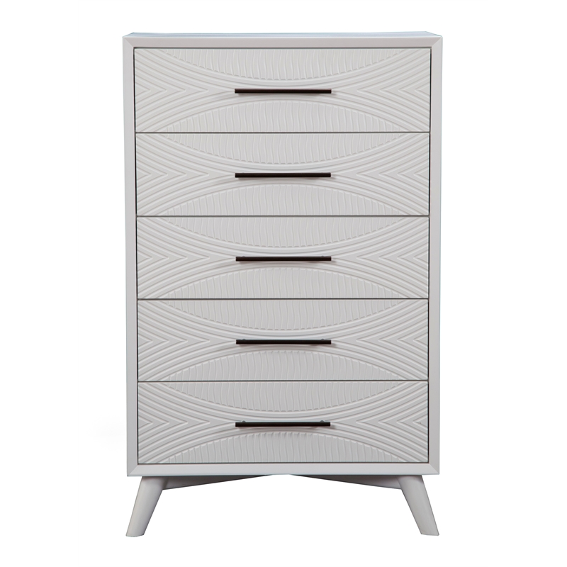 Alpine Furniture Tranquility 5 Drawer Wood Chest in White