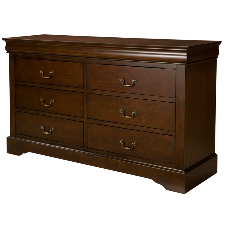 Alpine Furniture West Haven 6 Drawer Wood Dresser in Cappuccino (Brown)