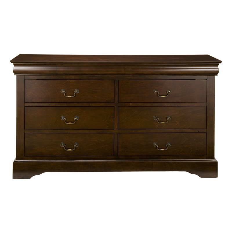 Alpine Furniture West Haven 6 Drawer Wood Dresser in Cappuccino (Brown)