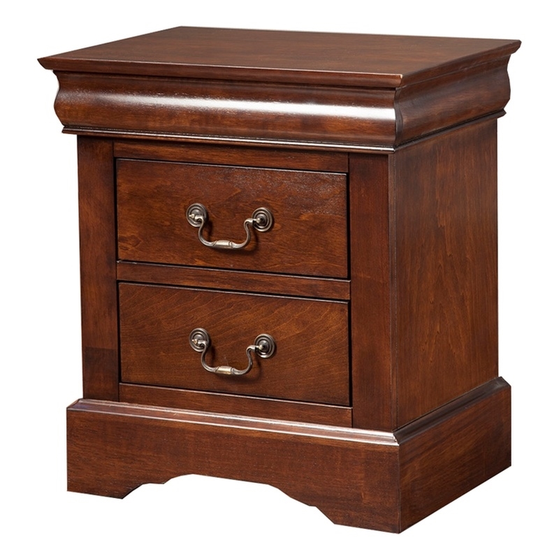 Alpine Furniture West Haven 2 Drawer Wood Nightstand in Cappuccino (Brown)