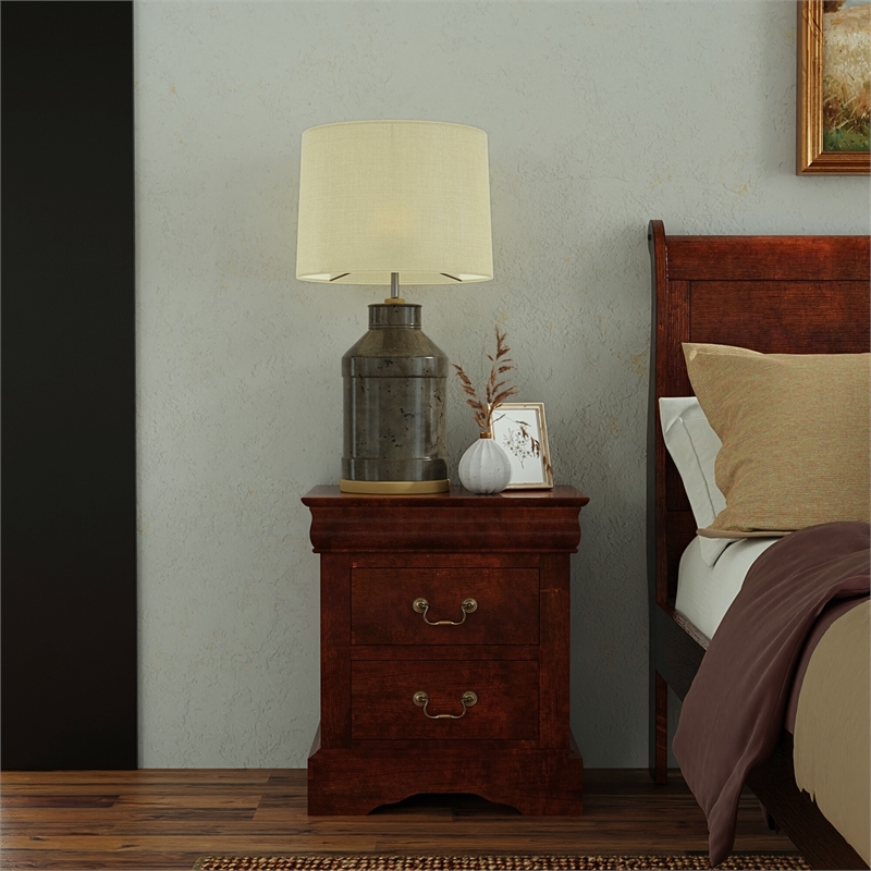 Alpine Furniture West Haven 2 Drawer Wood Nightstand in Cappuccino (Brown)