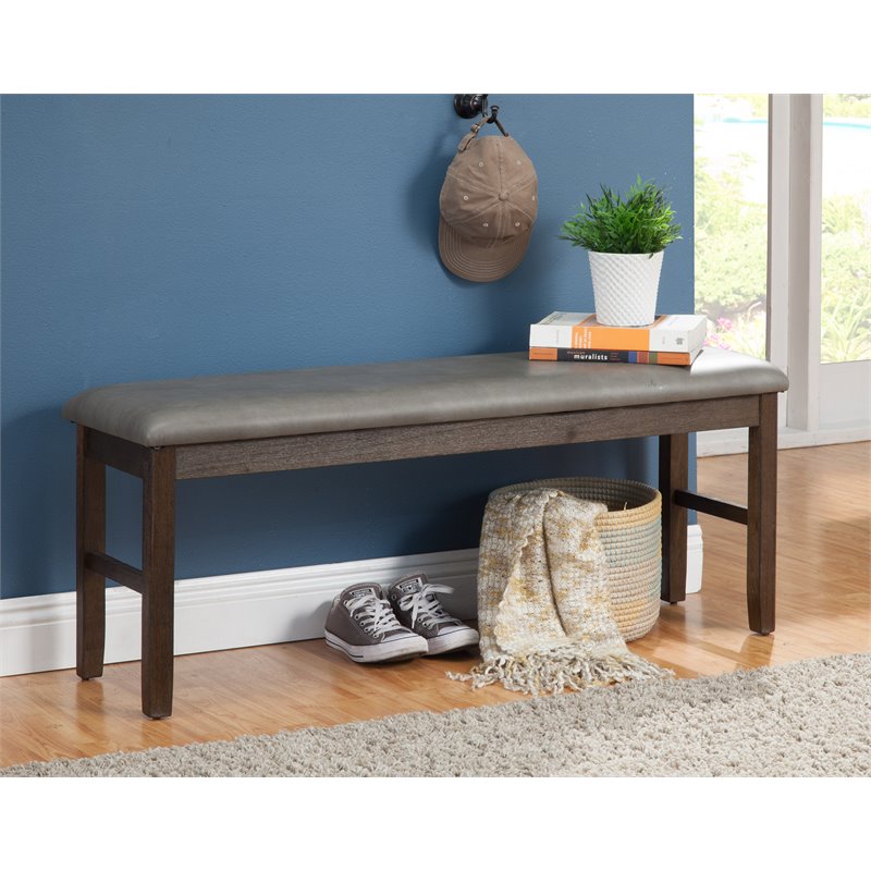 Alpine Furniture Emery Wood Dining Bench in Walnut (Brown)