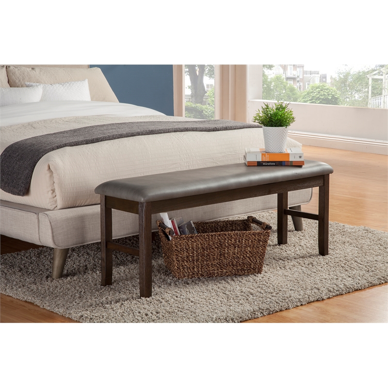 Alpine Furniture Emery Wood Dining Bench in Walnut (Brown)