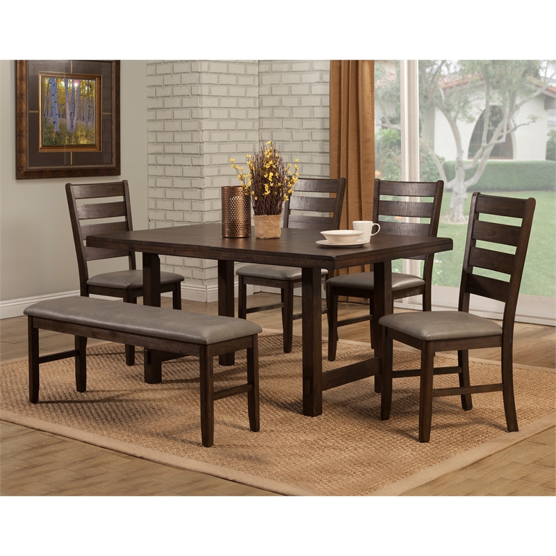 Alpine Furniture Emery Wood Dining Bench in Walnut (Brown)