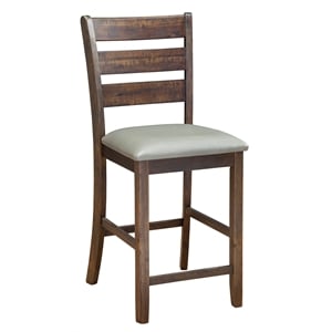 Alpine Furniture Emery Set of 2 Pub Height Wood Dining Chairs in Walnut (Brown)