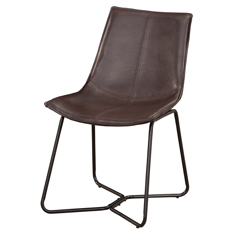 Alpine Furniture Live Edge Set of 2 Wood Side Dining Chairs in Dark Brown