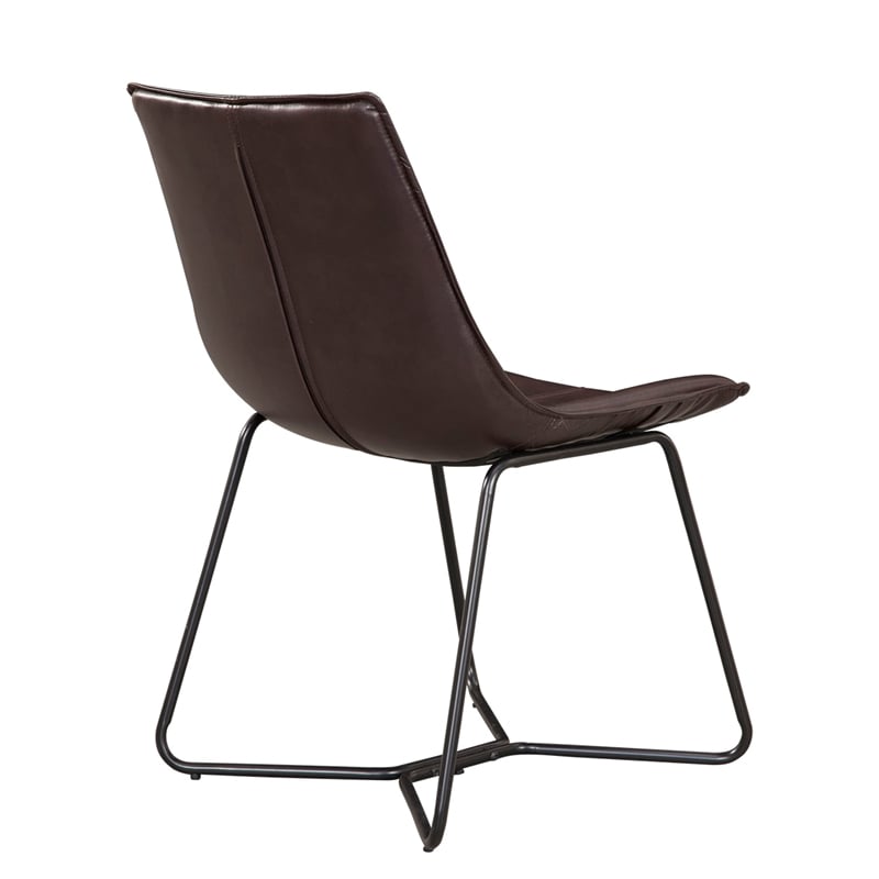 Alpine Furniture Live Edge Set of 2 Wood Side Dining Chairs in Dark Brown