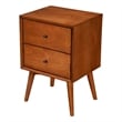 Alpine Furniture Flynn Mid Century 2 Drawer Wood Nightstand in Chestnut