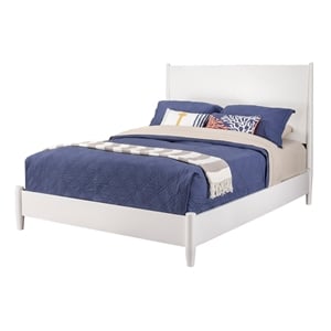 Alpine Furniture Flynn Mid Century Modern Standard King Panel Bed in White