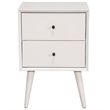 Alpine Furniture Flynn Mid Century Modern Wood 2 Drawer Nightstand in White