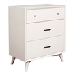 Alpine Furniture Flynn Mid Century Modern Wood 3 Drawer Small Chest in White