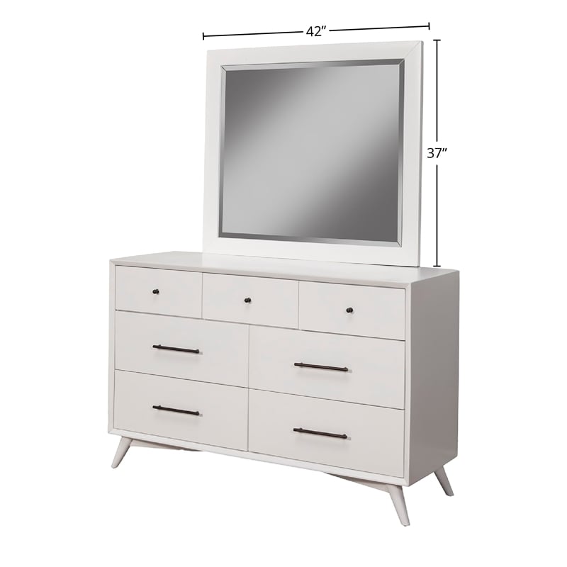 Alpine Furniture Flynn Mid Century Modern Mirror in White