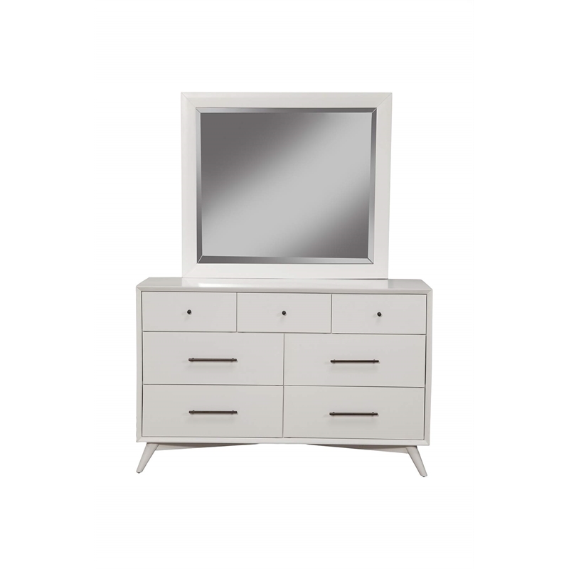 Alpine Furniture Flynn Mid Century Modern Mirror in White