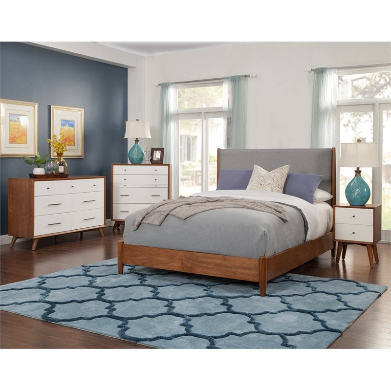 Alpine Furniture Flynn 2 Drawer Two Tone Wood Nightstand in Acorn-White