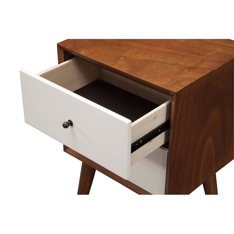 Alpine Furniture Flynn 2 Drawer Two Tone Wood Nightstand in Acorn-White