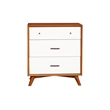 Alpine Furniture Flynn 3 Drawer Two Tone Wood Small Chest in Acorn (Brown)-White