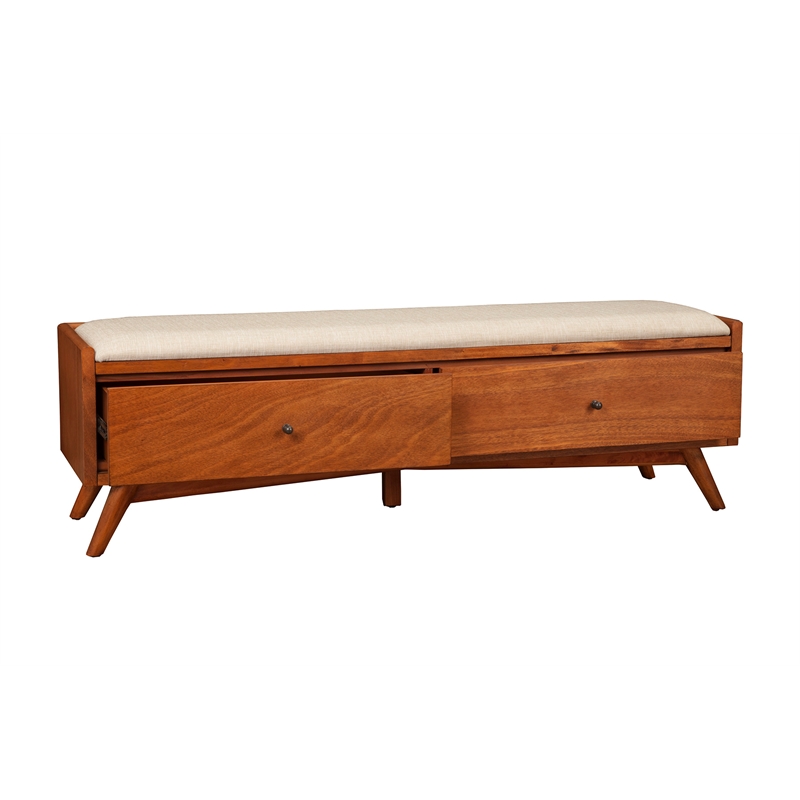 Alpine Furniture Flynn Bedroom Bench in Acorn Brown