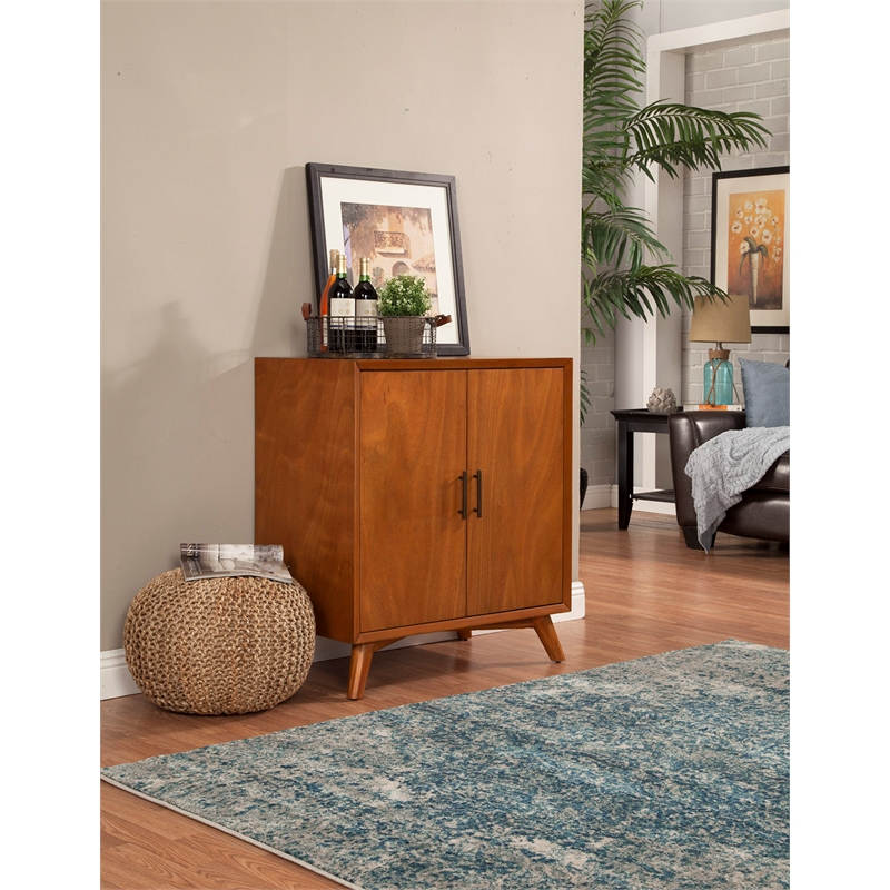 Alpine Furniture Flynn Small Wood Bar Cabinet in Acorn Brown