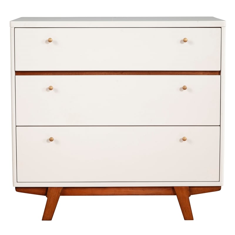 Alpine Furniture Dakota 3 Drawer Small Wood Chest in White