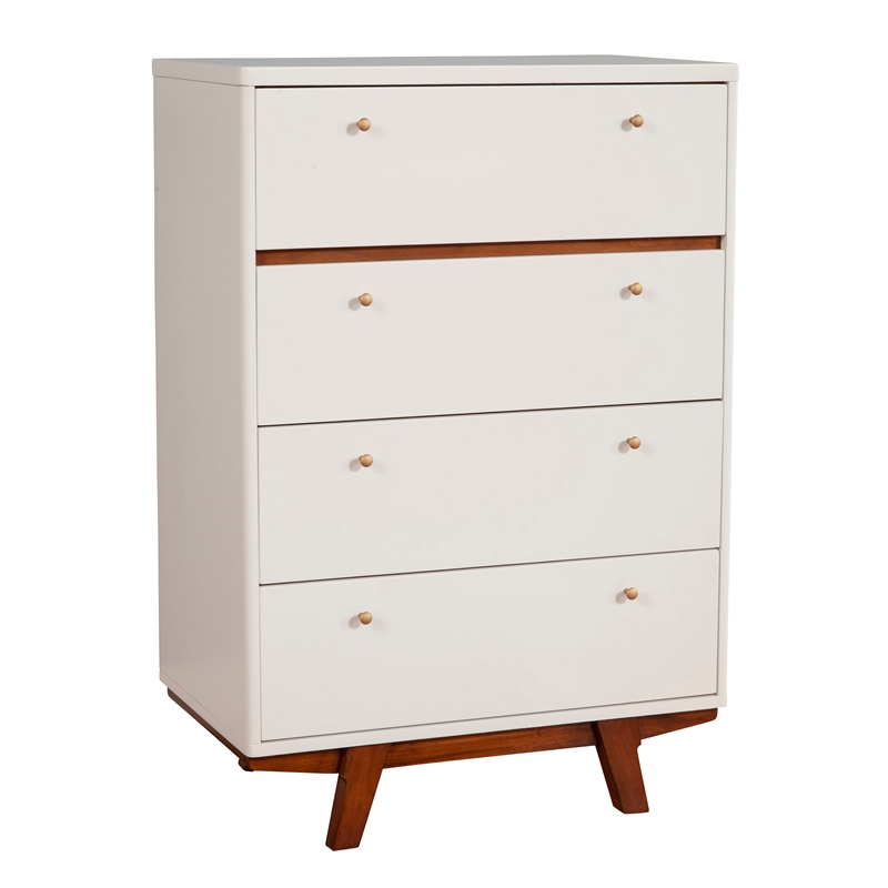 Alpine Furniture Dakota 4 Drawer Wood Chest in White
