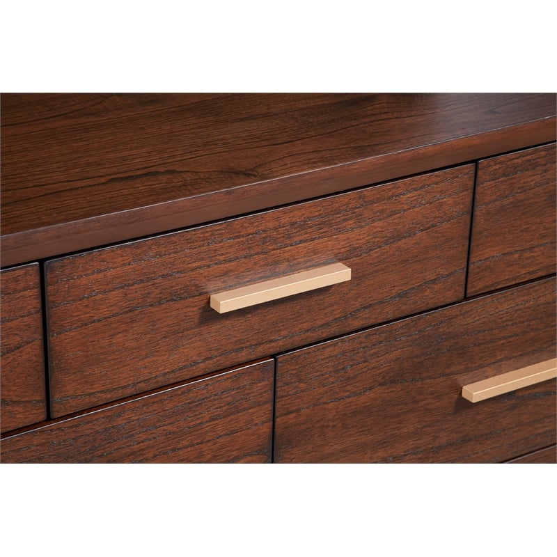 Alpine Furniture Gramercy 7 Drawer Wood Dresser in Walnut (Brown)