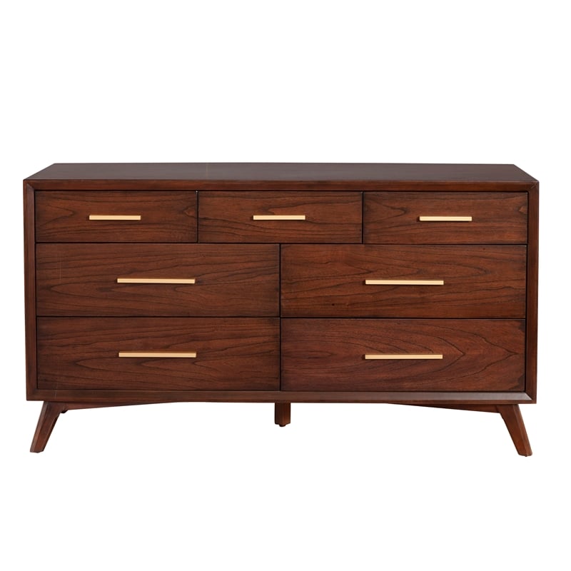 Alpine Furniture Gramercy 7 Drawer Wood Dresser in Walnut (Brown)