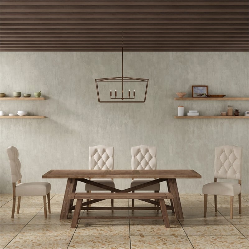 Alpine Furniture Newberry Set of 2 Parson Chairs in Weathered Natural (Brown)
